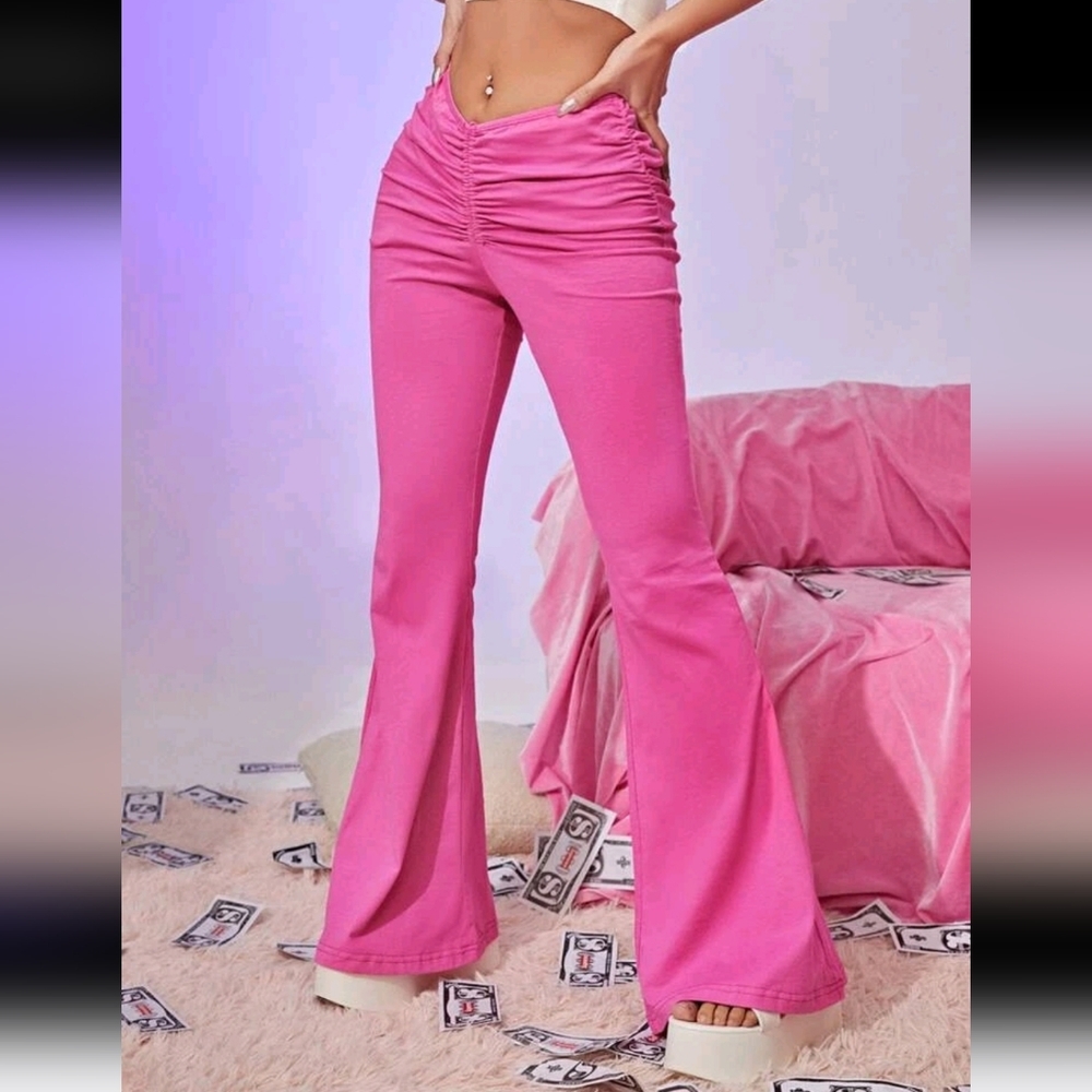 NEW Pink Flare Wide Leg Yoga Pants. Size Small.